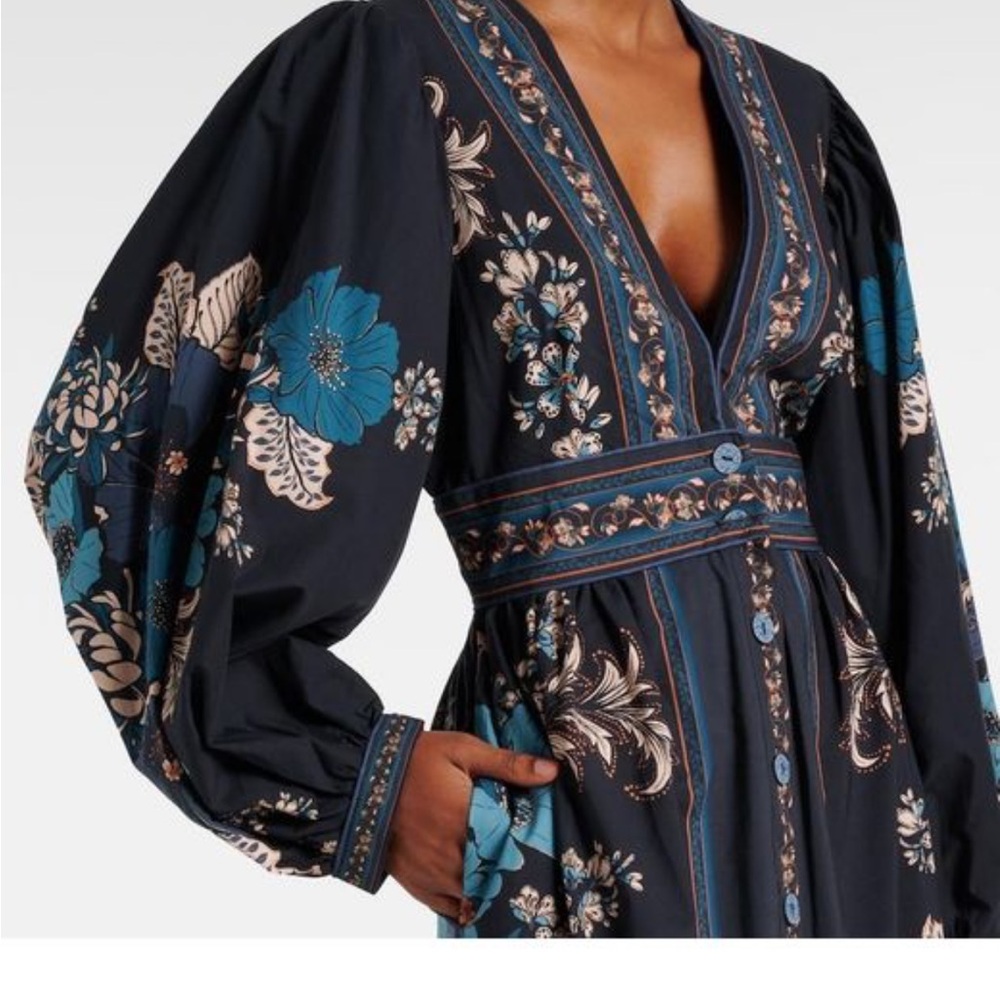 FARM Rio Black Maxi Dress with Teal and Pink Floral Print - Picture 4 of 9
